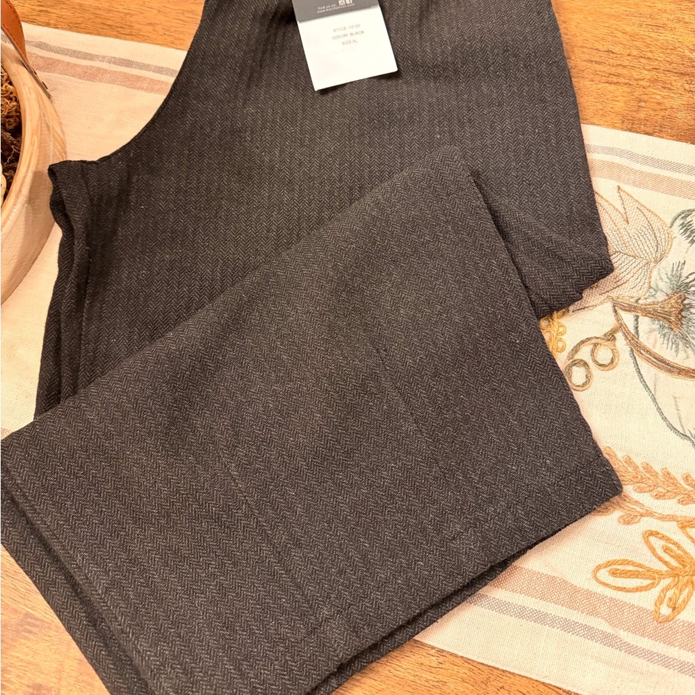 Herringbone Elastic Waist Cropped Trousers - Picture 6 of 8